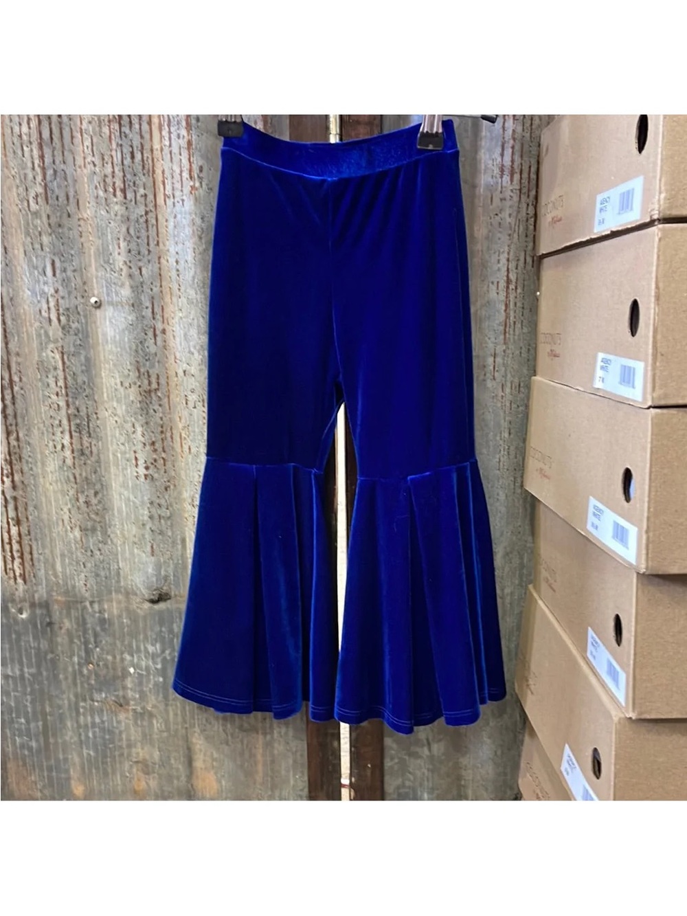 Royal Blue Velvet Flared Pants